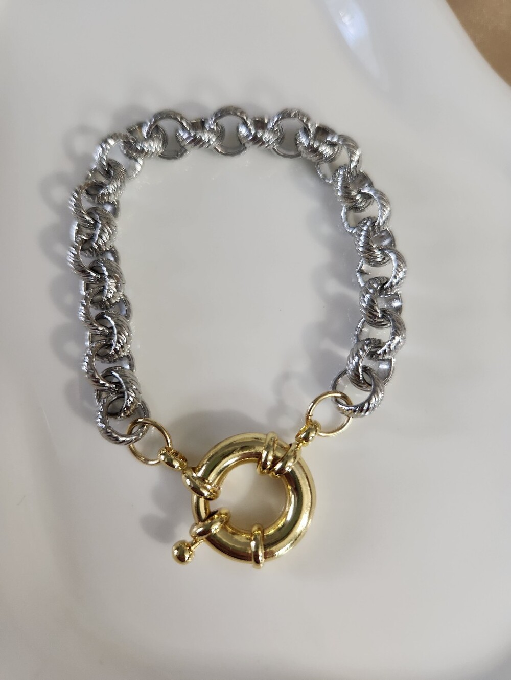 Two Tone Sailor Clasp Bracelet